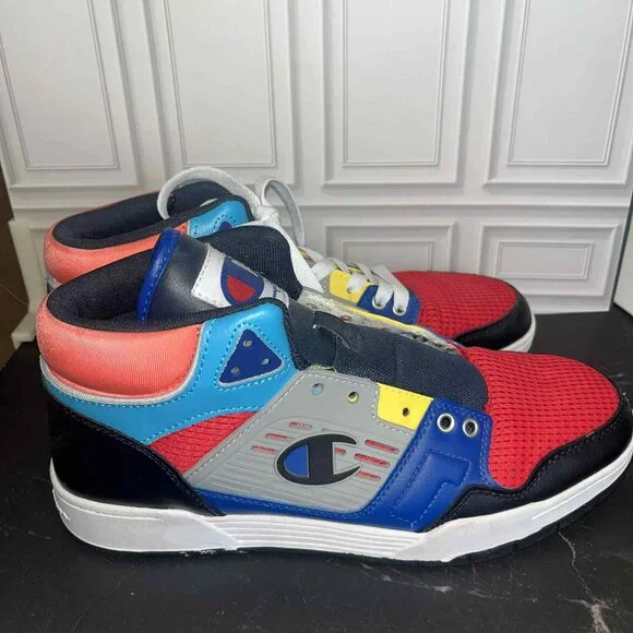 Champion 3 on 3 Hi Top Retro Basketball Shoes Black Red | Men's Size 9.5 - Picture 3 of 3